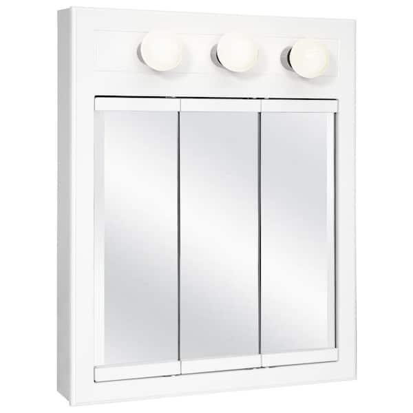 Concord 24 in. W White 3-Light Tri-View Surface-Mount Bathroom Medicine Cabinet Mirror