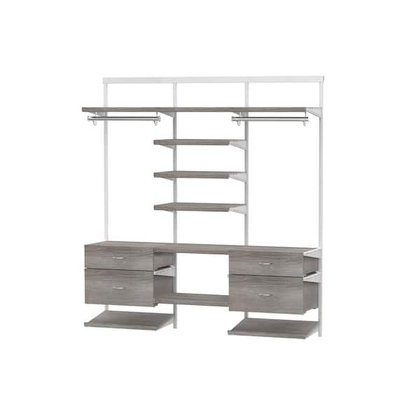 Everbilt Genevieve 6 ft. Birch Adjustable Closet Organizer Double and Long  Hanging Rods with Shoe Rack and 5 Shelves 90761 - The Home Depot