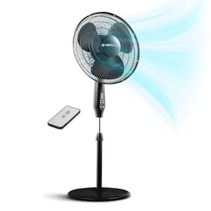 NEXAIR Oscillating 16 in. Pedestal Stand Fan, Quiet Operating, Remote Control, 3 Speed Standing Fan, Adjustable Height