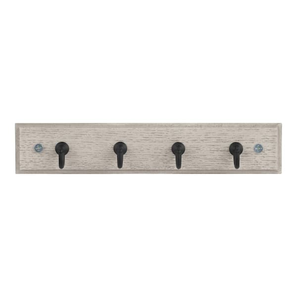 Home Decorators Collection Chiffon Lace 9 in. Textured Key Rack with 4 Matte Black Hooks