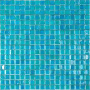 Skosh Glossy Dark Ocean Green 11.6 in. x 11.6 in. Glass Mosaic Wall and Floor Tile (18.69 sq. ft./case) (20-pack)