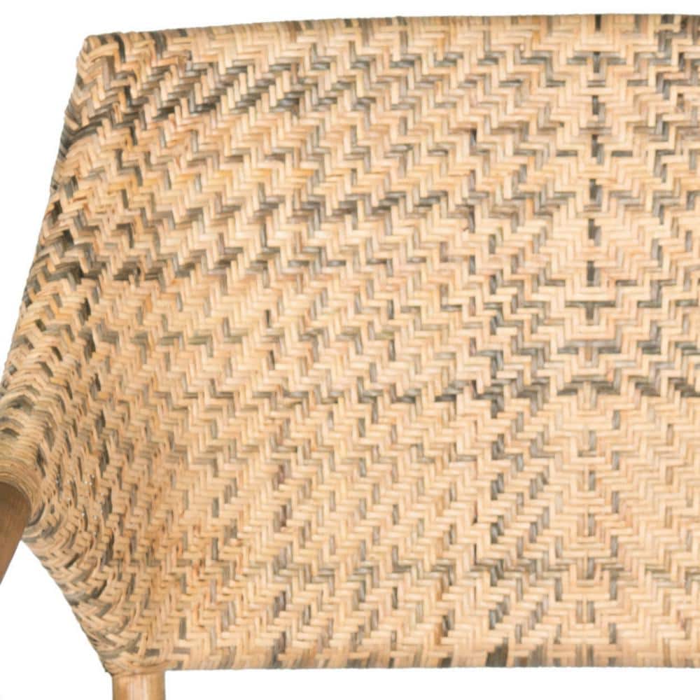 Carlo Transitional Rattan Arm Chair with Honey Mahogany Legs