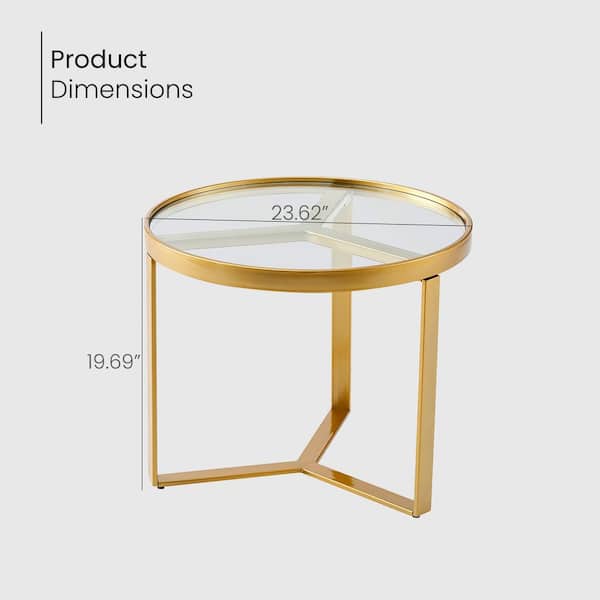 Utopia 4niture Brice Round Side Table with Gold Metal Frame and