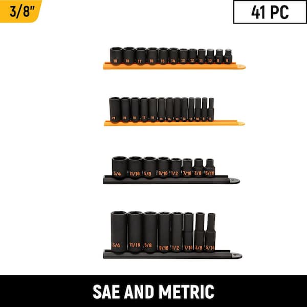 41-Piece SAE/Metric 3/8 in. Drive 6-Point Hi-Viz Standard and Deep Impact Socket Set