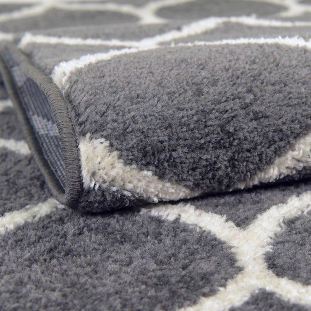6' Square Dark Gray Ivory Trellis Frieze Synthetic Rug