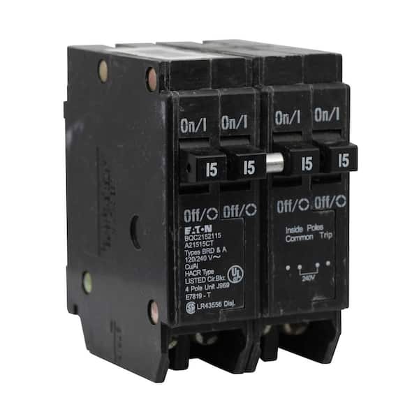 Eaton BR 2-15 Amp 2 Pole BQ (Common Trip) Quad Circuit