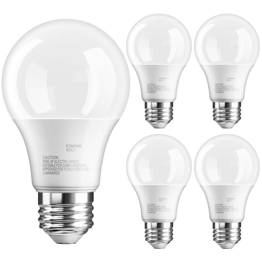 60-Watt Equivalent A19 A-Style Non-Dimmable LED Light Bulb E26 base 5000K Daylight (5-Pack)