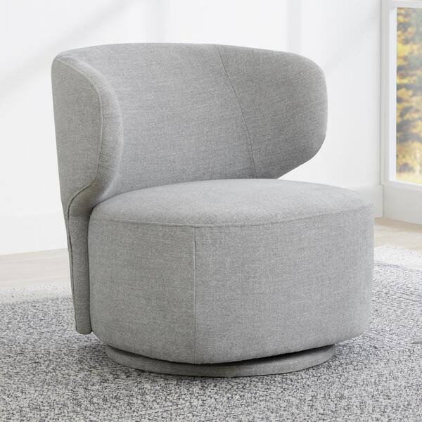 Spruce & Spring Benjamin Grey Fabric Modern Swivel Accent Chairs Upholstered Barrel Side Chair for Living Room or Bedroom