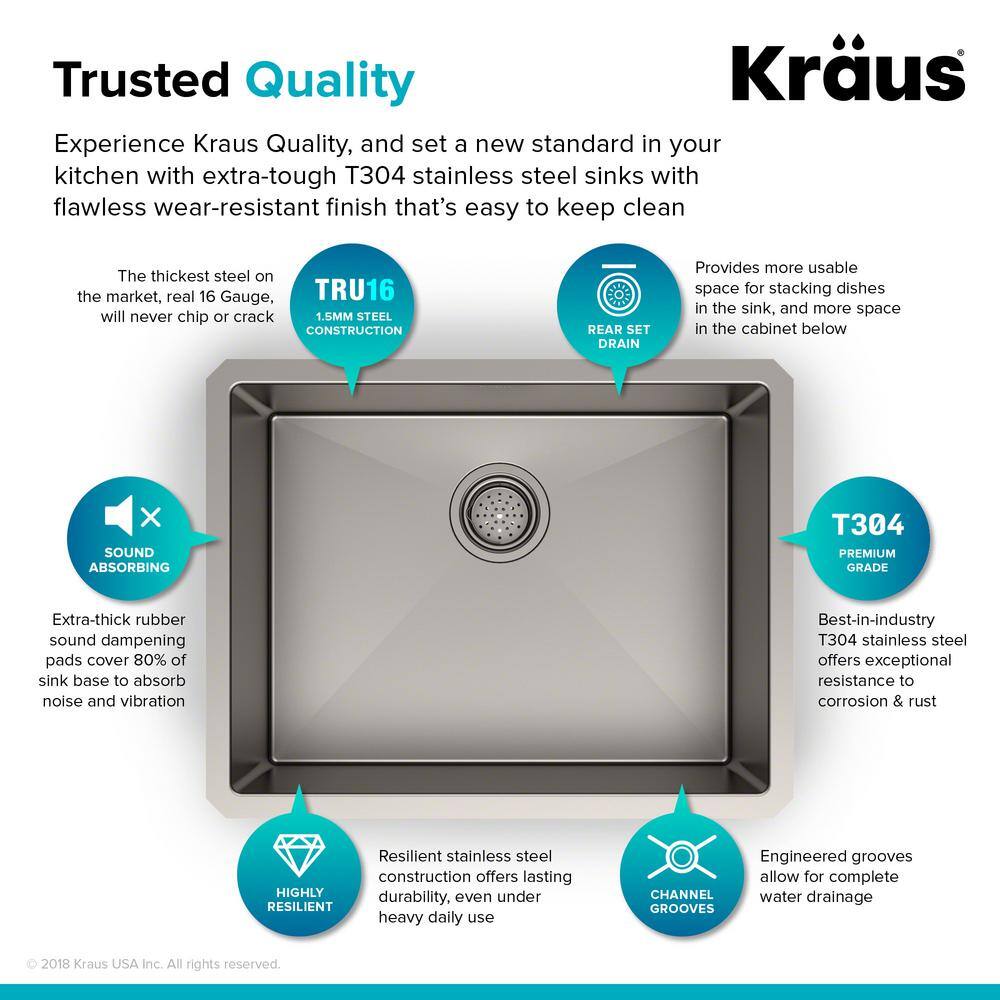23-Inch Stainless Steel Single Bowl Undermount Kitchen Sink with Garbage Disposal