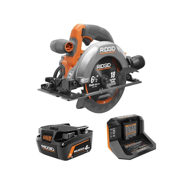 RIDGID 18V SubCompact Brushless Cordless 6-1/2 in. Circular Saw Kit with 4.0 Ah MAX Output Battery and Charger
