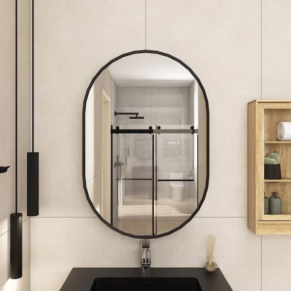 Staykiwi 24 in. W. x 36 in. H Oval Iron Medicine Cabinet with Mirror