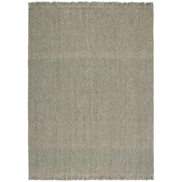 Natural Fiber Green/Beige 8 ft. x 10 ft. Woven Thread Area Rug