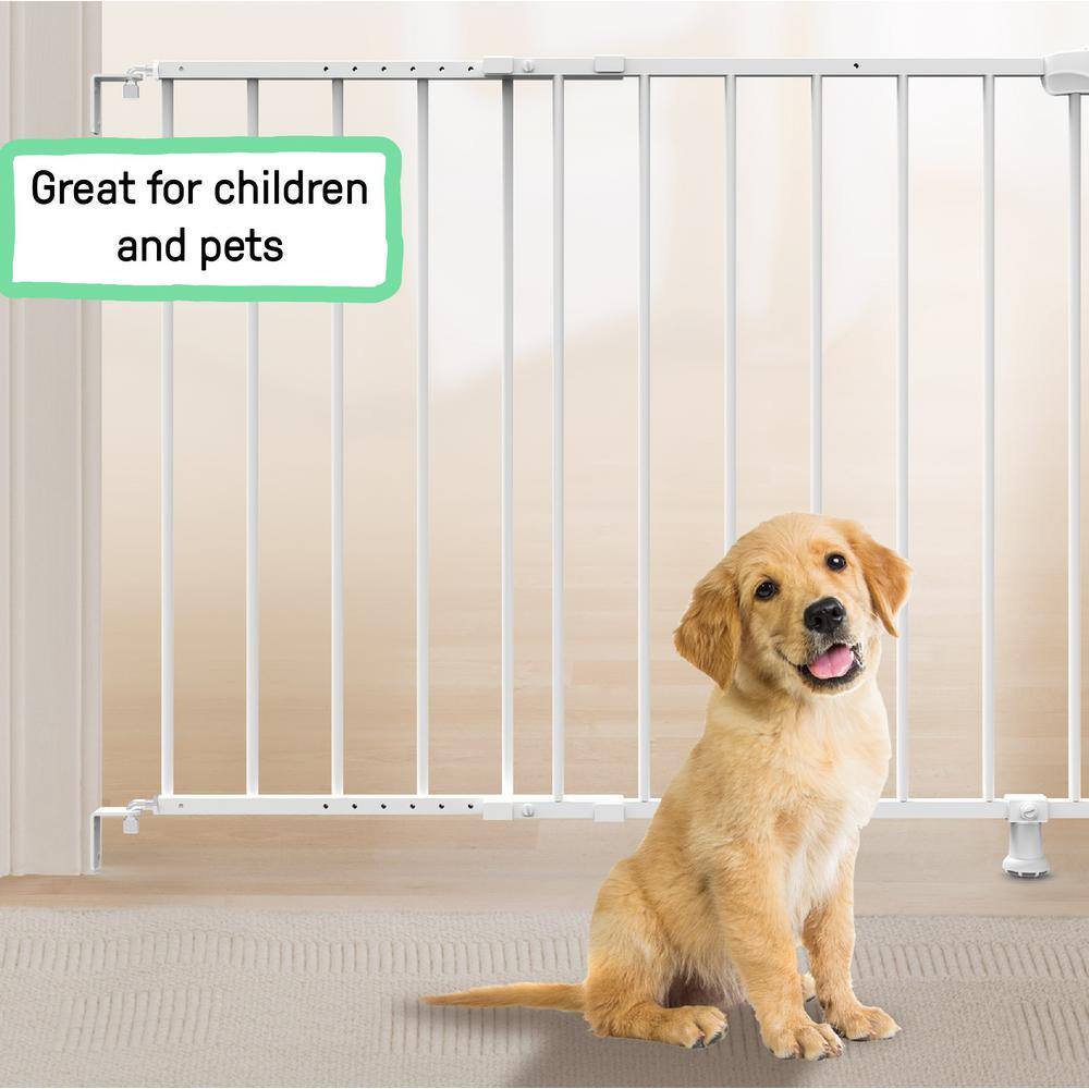 White Metal Swinging Stairway Baby Gate, 28-42 Inches