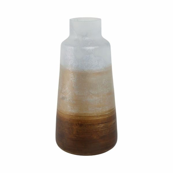 Liv & Skye 17 in. White Glass Cylinder Ombre Decorative Vase
