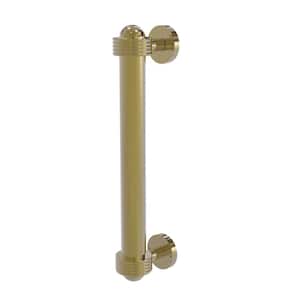 8 in. Center-to-Center Door Pull with Groovy Aents in Unlacquered Brass