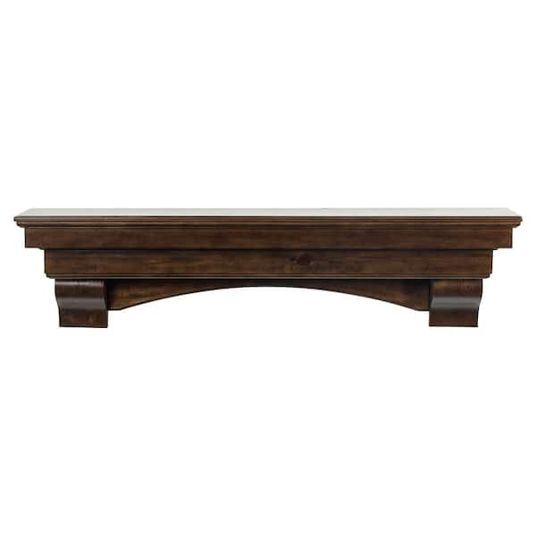 Salem Mocha Stain 72 in. Wood Fireplace Cap-Shelf Mantel