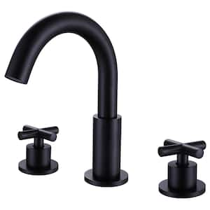 8 in. Center Dimensions 3-Hole Double Handle Bathroom Faucet in Matte Black
