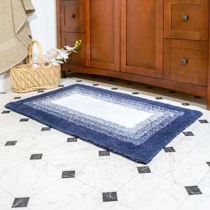 Whitney Ombre Reversible Deep Denim 21 in. x 34 in. and 17 in. x 24 in. 2-Piece Bath Rug Set