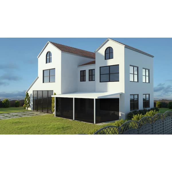 LifeRoom One 22 ft. x 12 ft. White 20 lbs. Snow Load Screened in Patio Cover, 3 Posts Manual Screens, 2 Utility Beams