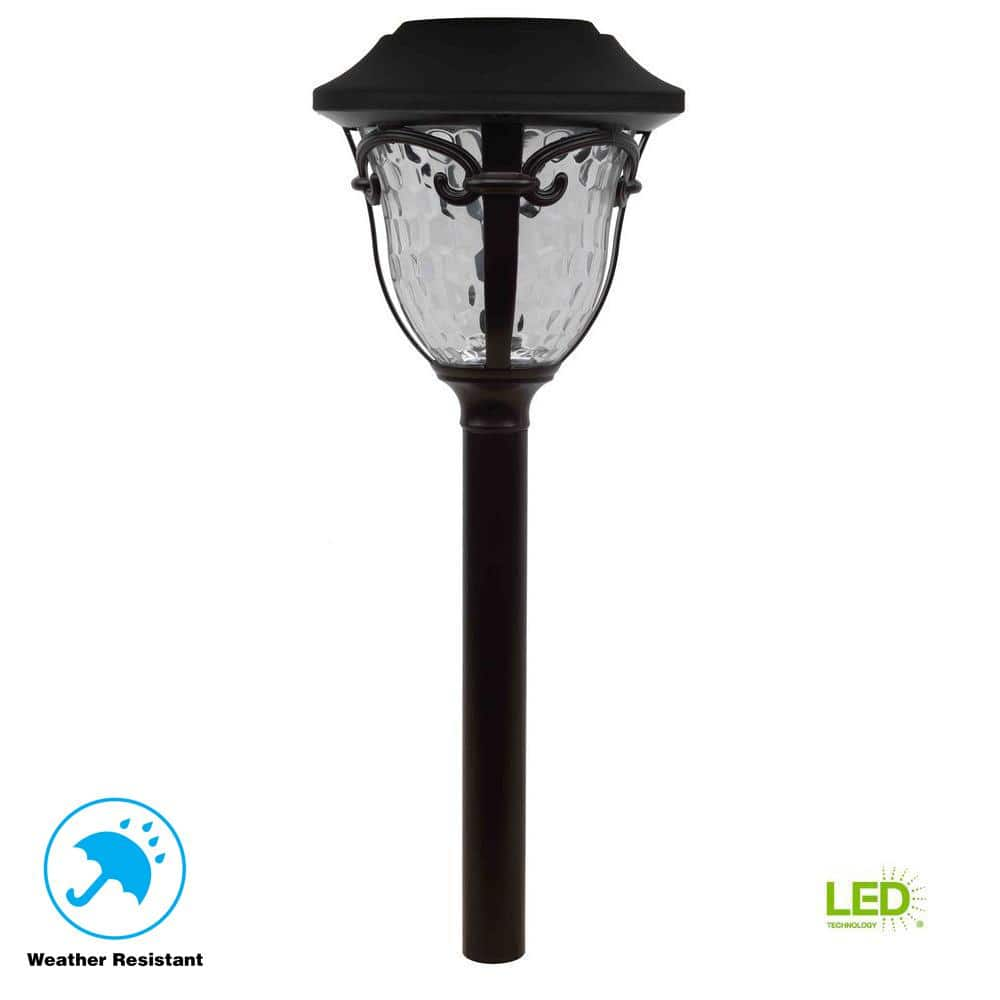 Hampton Bay Solar Bronze Outdoor Integrated LED Landscape Path Light ...