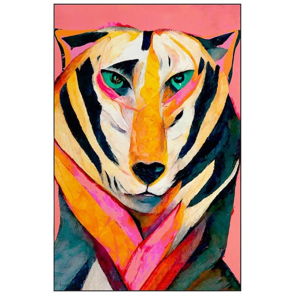Empire Art Direct Multi-Colored 5 ft. x 8 ft. The Tiger Washable Art Area Rug Power-loomed Heavenly Softness with Non-Slipping Backing