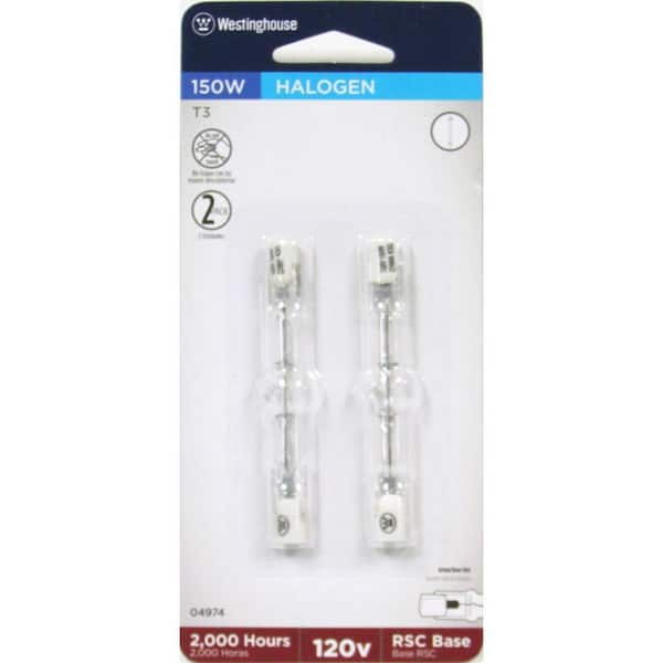 Westinghouse 150 Watt Halogen T3 Double Ended Clear RSC Base Light Bulb 2 Pack 0497400