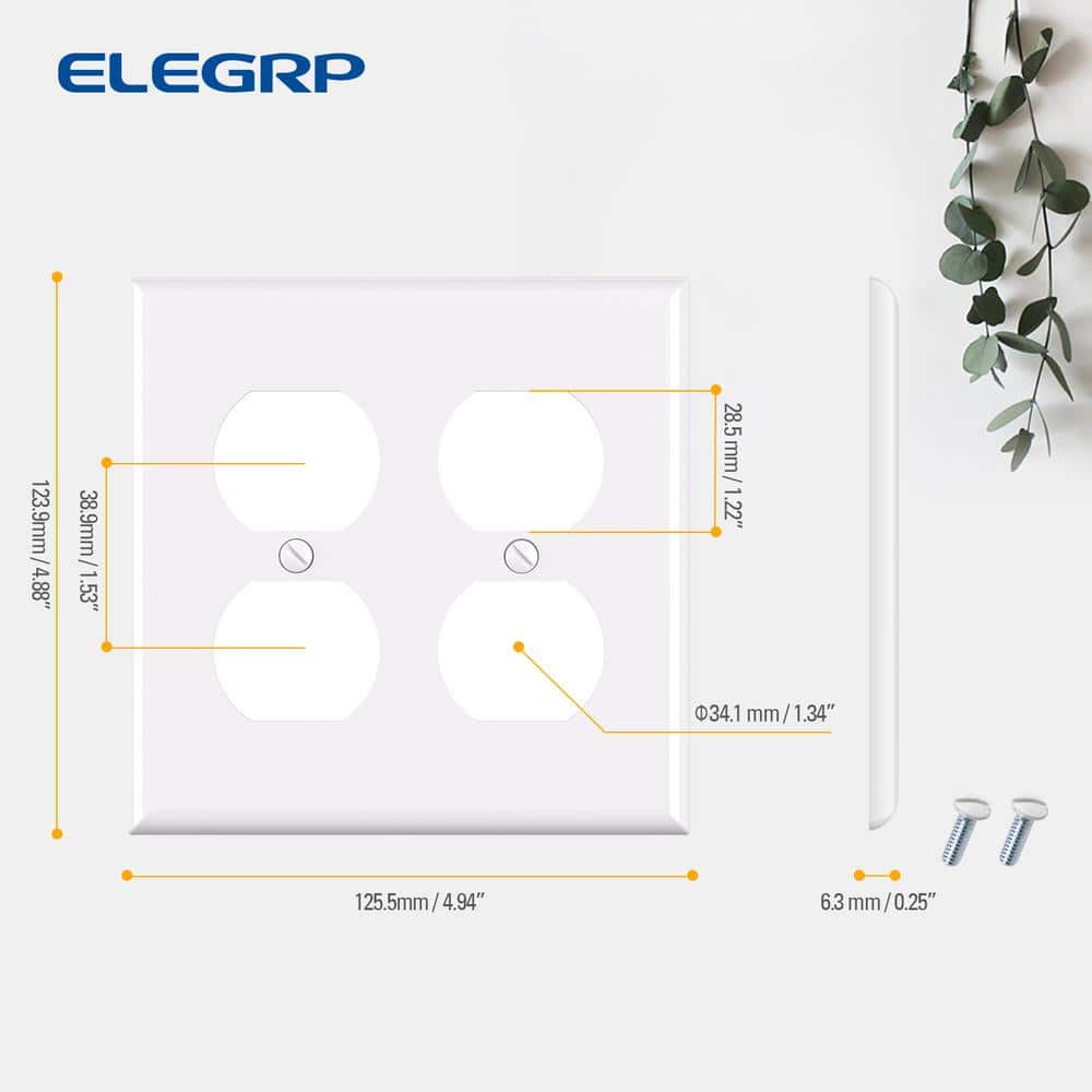 White Plastic 2-Gang Duplex Outlet Wall Plate Set