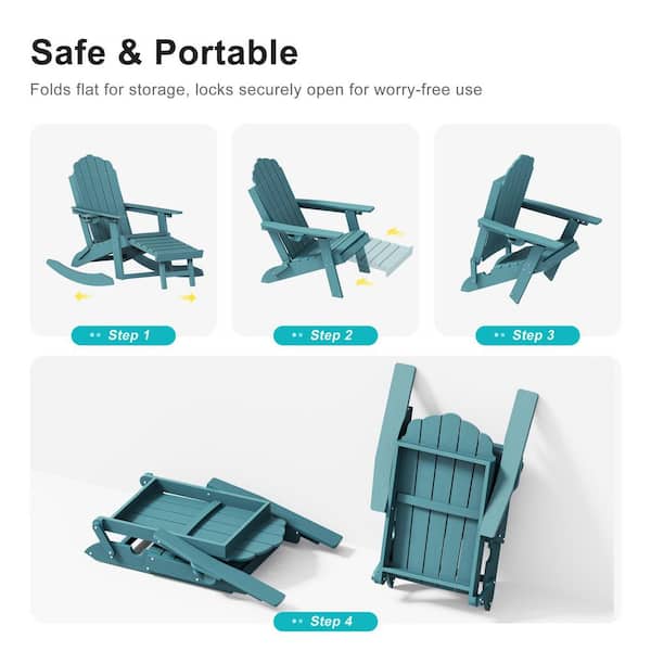 Livewood Folding Ergonomic Adirondack Chair, 3-Position Adjustable