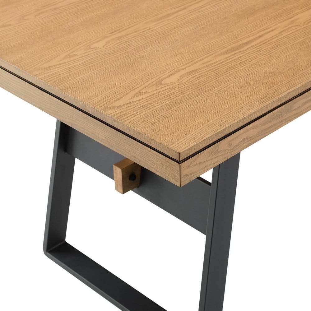 Light Oak Industrial Metal and Wood 72" Dining Table