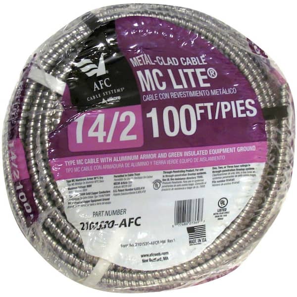AFC Cable Systems 14/2 x 100 ft. Solid MC Lite Cable