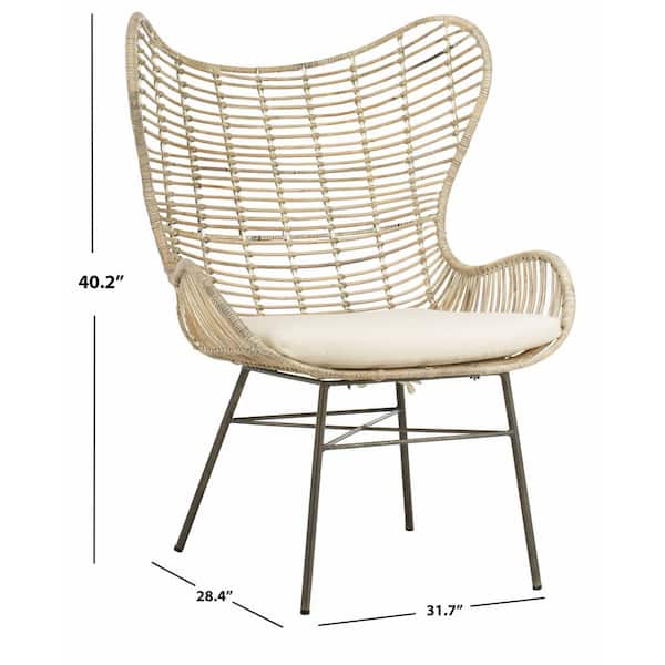 Safavieh Malia Rattan Wingback Armchair White Wash