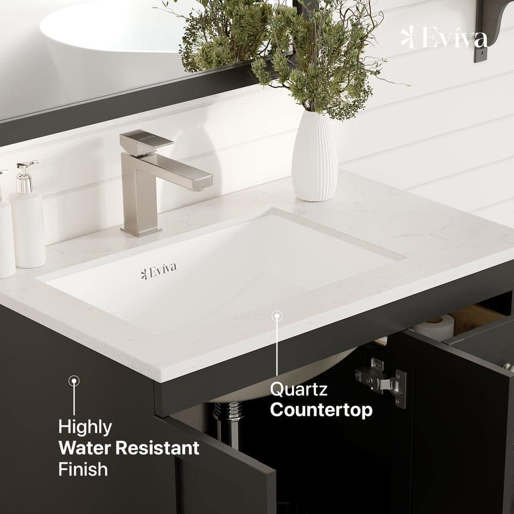 Happy 30" Espresso Birch Vanity with Carrara Marble Top