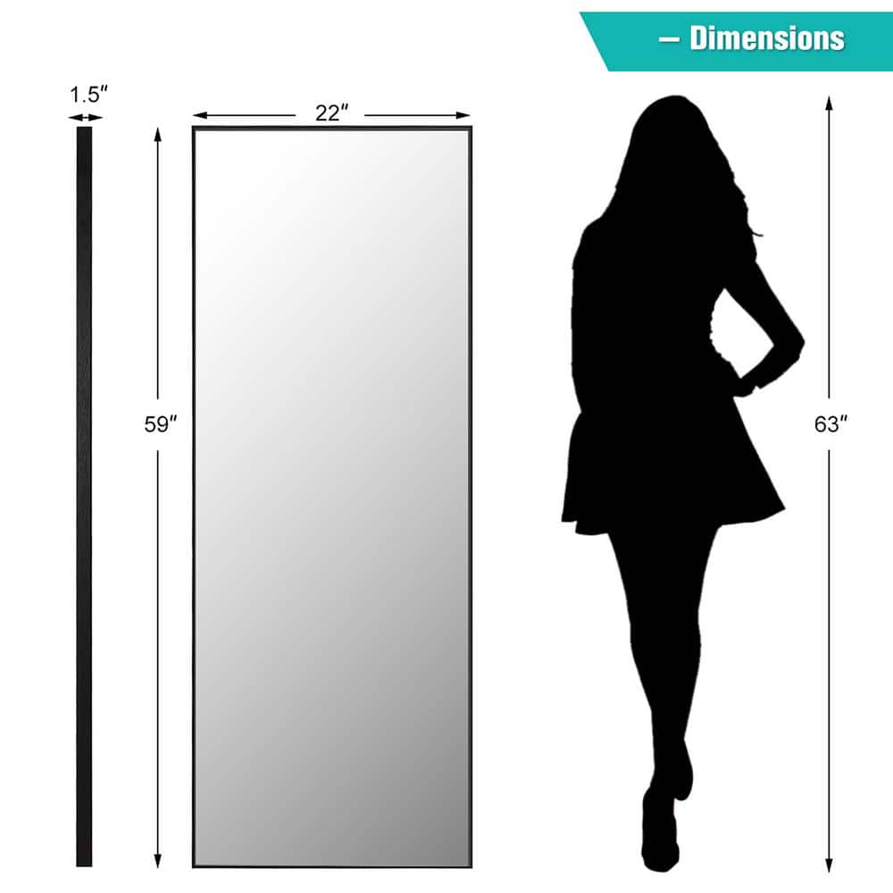 Elegant Full-Length Black and Gold Wood Framed Standing Mirror