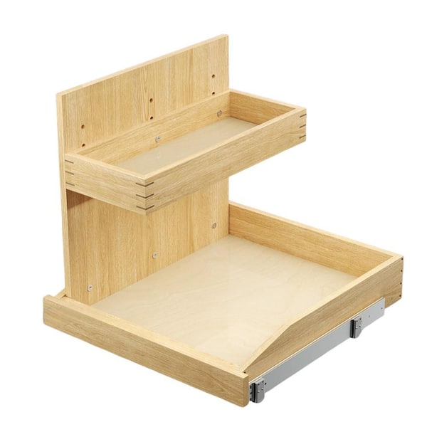 22.5 in. W Kitchen Under Sink Organizers and Storage Drawer, Pull Out Drawer with Hard Close, Adjustable (Left)-Natural