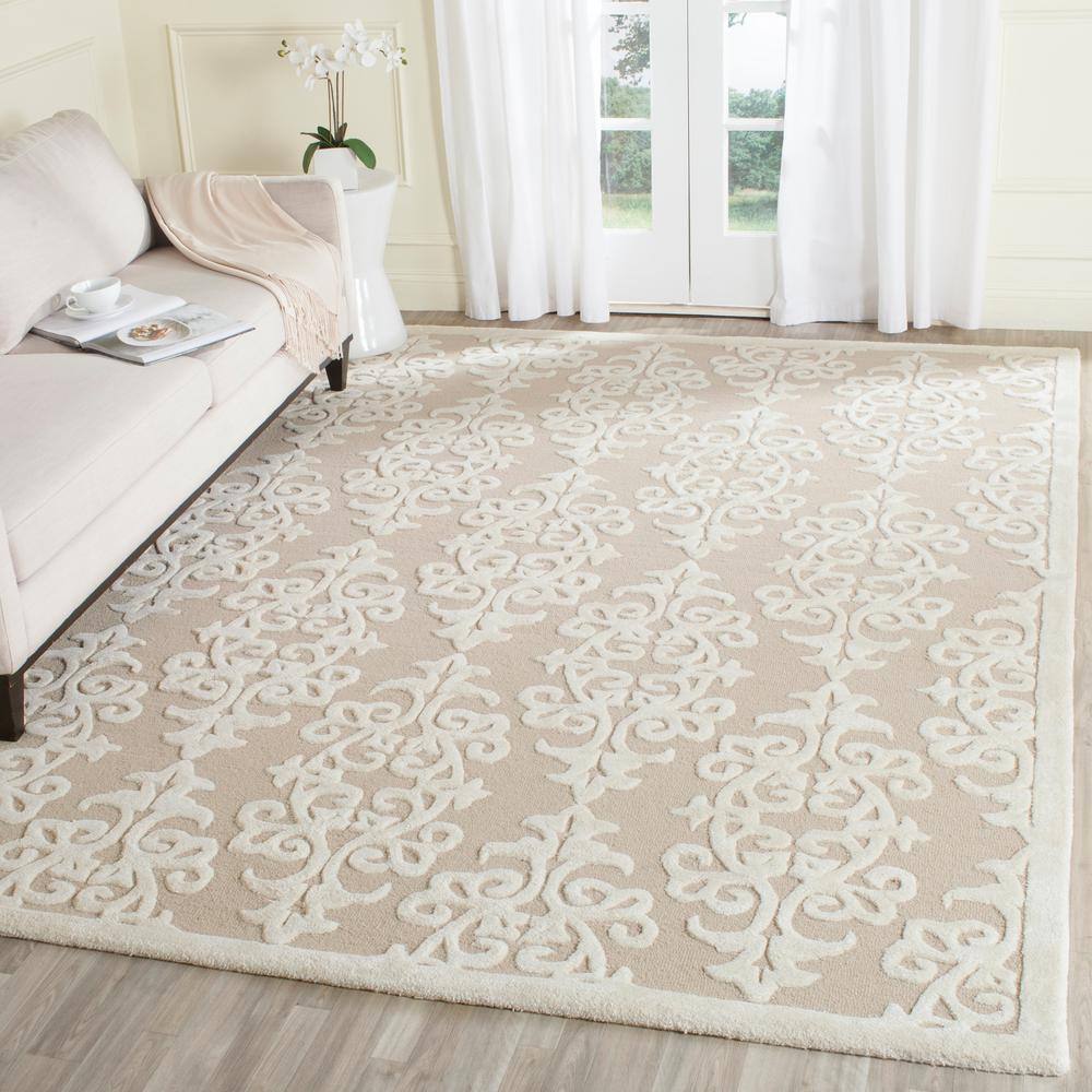 Ivory Elegance 9' x 12' Hand-Tufted Wool Rectangular Area Rug