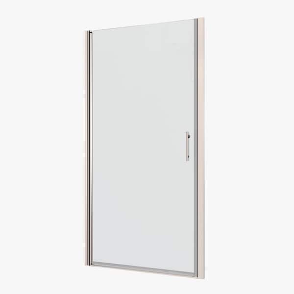 30 in. W x 72 in. H Pivot Frameless Shower Door in Chrome with Clear Tempered Glass