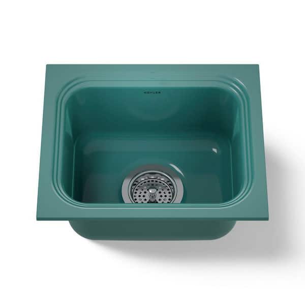 Northland Cast Iron 15 in. Undermount Bar Sink in Teal