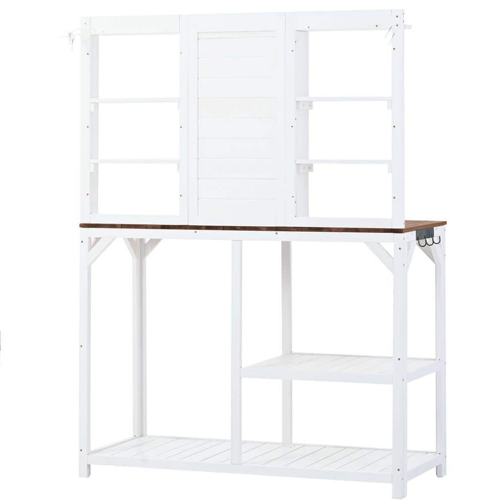 64.6 in. L Outdoor Potting Bench, Garden Potting Table, Wood Workstation wi