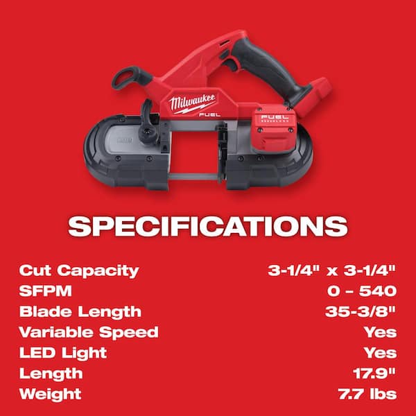 Milwaukee - M18 FUEL 18V Lith-Ion Brushless Cordless Compact Bandsaw w/M18 18V Lithium-Ion REDLITHIUM FORGE XC 8.0 Ah Battery Pack