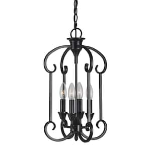 Ione 4-Light Black Foyer Pendant