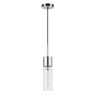 Lance 1-Light Polished Nickel Pendant with Seeded Glass Shade