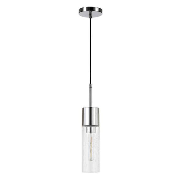 Meyer&Cross Lance 1-Light Polished Nickel Pendant with Seeded Glass Shade