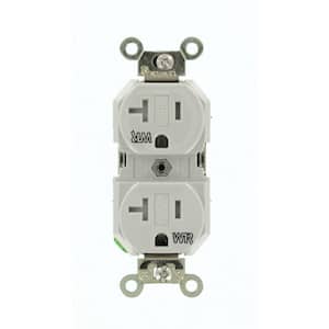 20 Amp Industrial Specification Grade Weather/Tamper Resistant Self Grounding Duplex Outlet, Gray