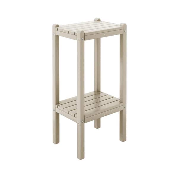 Laguna Plastic Indoor/Outdoor Patio Side Table with Storage Shelf Sand