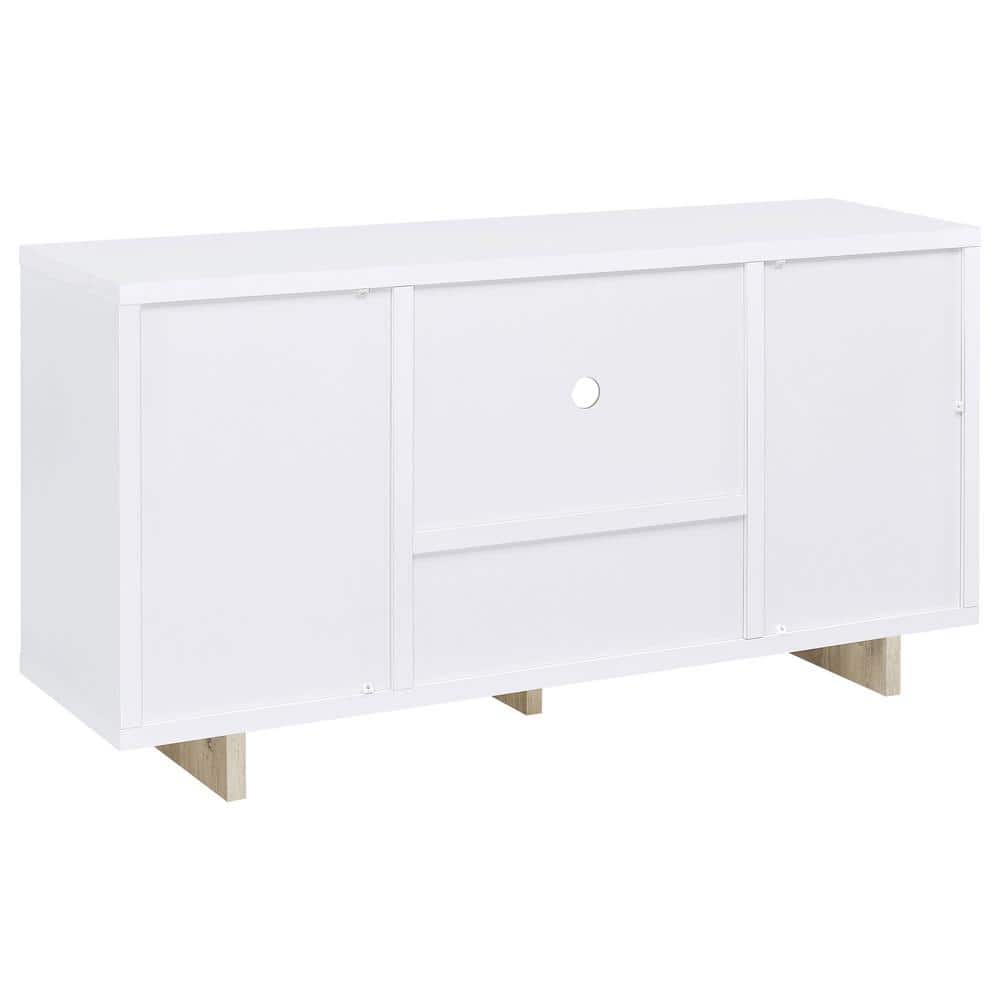 Dalton White and Natural Wood 60" Coastal Credenza