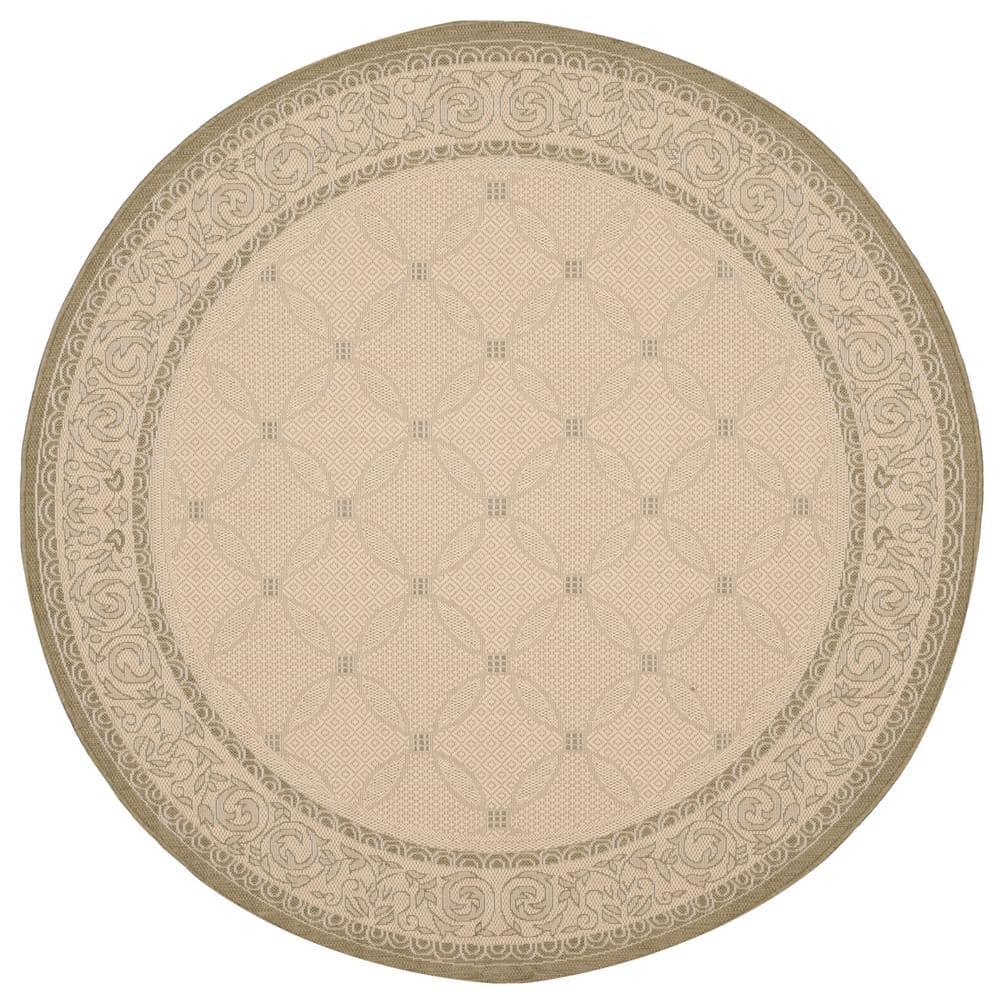 Natural Olive Round Synthetic Indoor/Outdoor Area Rug