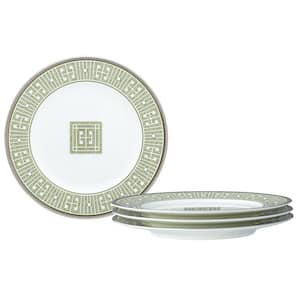 Infinity Green Platinum 6.5 in. (Green) Bone China Bread and Butter Plates, (Set of 4)