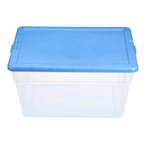 Sterilite 56 Qt. Storage Box in Blue and Clear Plastic 16591008