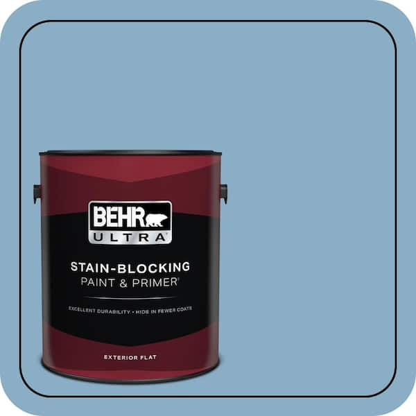 BEHR ULTRA 1 gal. #S500-4 Chilly Blue Flat Exterior Paint & Primer