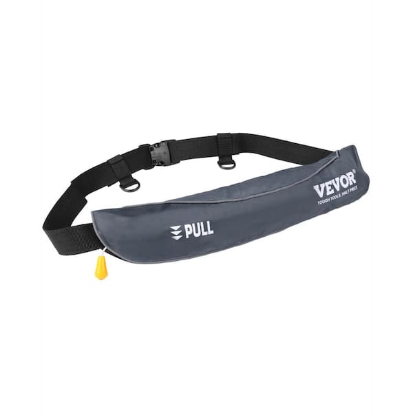 VEVOR Manual Inflatable Belt Pack 105N Buoyancy Over 80 lbs. Up to 59 in. Waist, Gray (CO2 Cylinder Not Included)